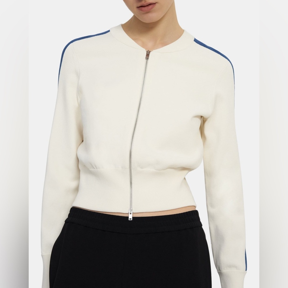 NWT Theory Side Stripe Bomber Jacket in Crepe Knit